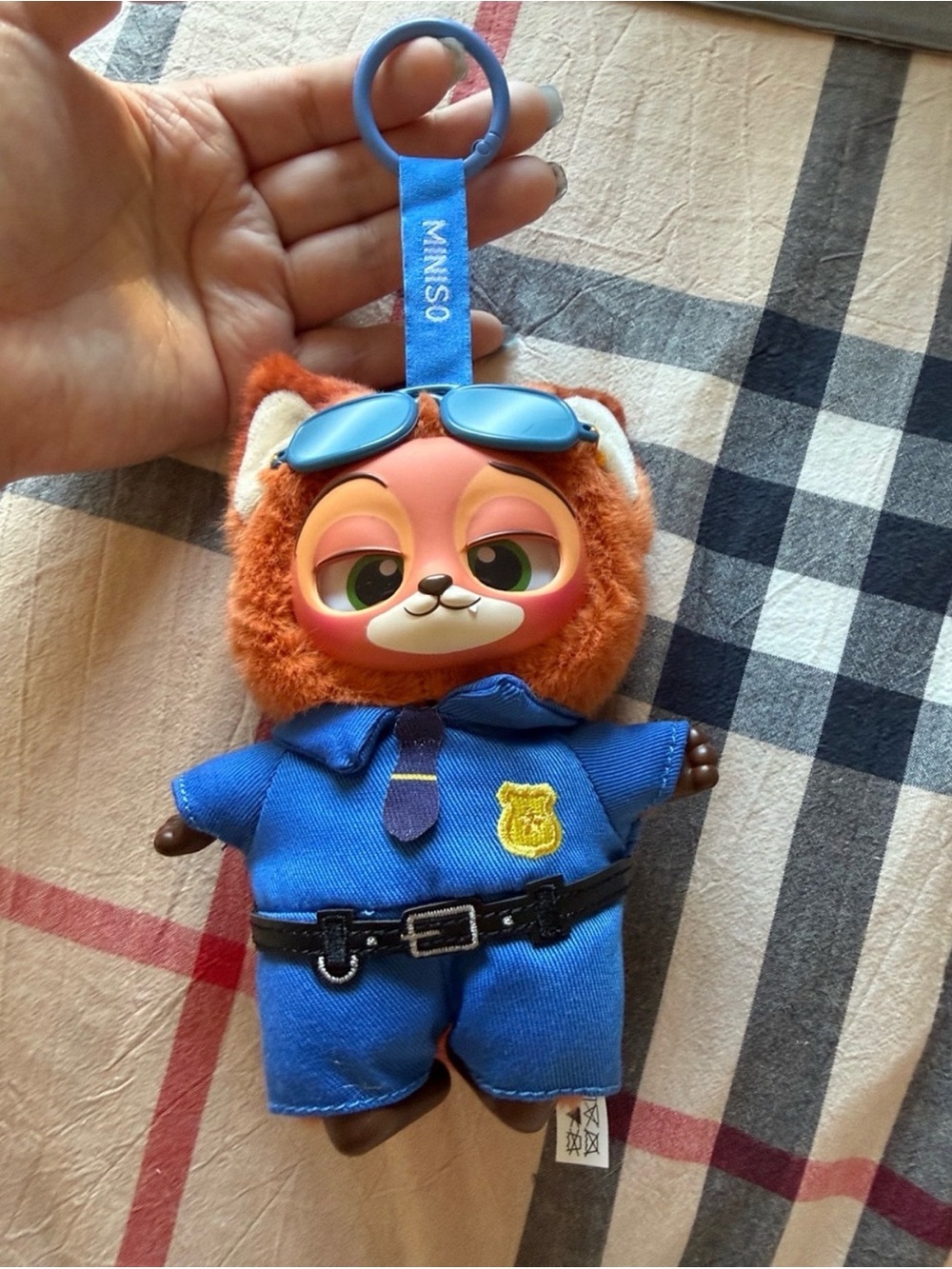 Miniso Plush Fox Keychain Bag Charm in Blue Police Outfit